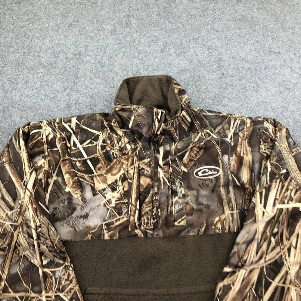 Drake Jacket Youth 14 Brown Camo Fleece 1/4 Zip Anorak Pullover Hunting